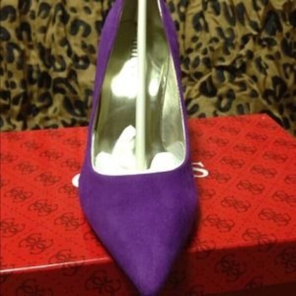 NWOT - Guess Purple Suede 3 1/2" Heels Sz 5 1/2 - Picture 6 of 7